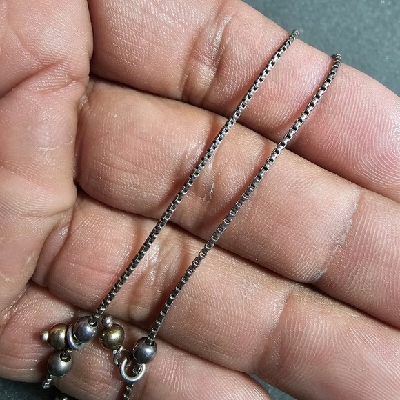 Sterling Silver 925 Ladies Beaded Drape Style Statement Necklace 15in Box Chain - Picture 3 of 5